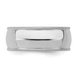 Sterling Silver Rhodium-plated 8mm Comfort Fit Milgrain Size 8 Band