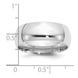 Sterling Silver Rhodium-plated 8mm Comfort Fit Size 7 Band