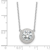 Sterling Silver Rhodium-plated 8mm CZ 16in w/2in ext. Necklace