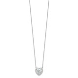 Sterling Silver Rhodium-plated 8mm CZ Heart 16in w/2in ext. Necklace