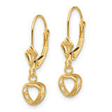 14k 5x5 Heart Leverback Earring Mounting