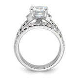 Sterling Silver Rhodium-plated 8mm CZ Ring & 2 CZ Band Set - QR-591DC037-4185