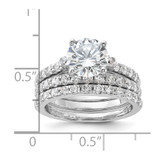 Sterling Silver Rhodium-plated 8mm CZ Ring & 2 CZ Band Set - QR-E03EF6B9-7073