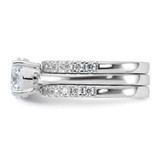 Sterling Silver Rhodium-plated 8mm CZ Solitaire & 2 CZ Bands Set - QR-E480E0B0-3193