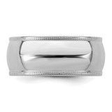 Sterling Silver Rhodium-plated 8mm Half Round Milgrain Size 7 Band