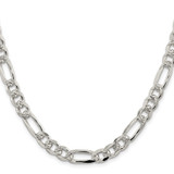 Sterling Silver Rhodium-plated 8mm Pav‚ Flat Figaro Chain - QF-3521BF65-9206