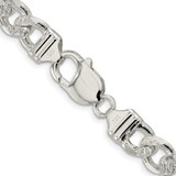 Sterling Silver Rhodium-plated 9.5mm Pav‚ Flat Figaro Chain - QF-0568975F-7448