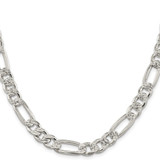 Sterling Silver Rhodium-plated 9.5mm Pav‚ Flat Figaro Chain - QF-A021DC84-8463