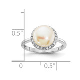 Sterling Silver Rhodium-plated 9-10mm Button White Freshwater Cultured Pearl and CZ Ring - QR-FC8E7BAB-1658
