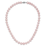 Sterling Silver Rhodium-plated 9-10mm Purple Near-Round Freshwater Cultured Pearl 18 inch Necklace