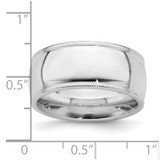 Sterling Silver Rhodium-plated 9mm Comfort Fit Milgrain Size 7 Band