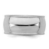 Sterling Silver Rhodium-plated 9mm Half Round Milgrain Size 9 Band