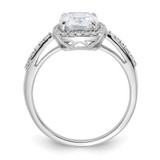 Sterling Silver Rhodium-plated 9x7 Cushion CZ Ring - QR-1376FD18-5111