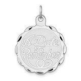 Sterling Silver Rhodium-plated A Date To Remember Disc Charm - QC-AB57A7B5-6327