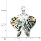 Sterling Silver Rhodium-plated Abalone Butterfly Pendant - QP-81EFE293-7557