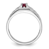 Sterling Silver Rhodium-plated African Ruby Men's Ring - QR-2B4DA0E8-8009