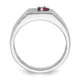 Sterling Silver Rhodium-plated African Ruby Signet Men's Ring - QR-69ED7B4C-3606