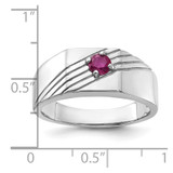 Sterling Silver Rhodium-plated African Ruby Signet Men's Ring - QR-8FC04640-5214