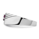 Sterling Silver Rhodium-plated African Ruby Signet Men's Ring - QR-E79E304D-2381