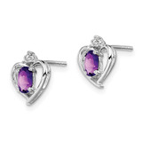 Sterling Silver Rhodium-plated Amethyst & Diam. Earrings - QB-33A0C2A4-9345