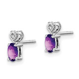 Sterling Silver Rhodium-plated Amethyst & Diam. Earrings - QB-7A34FECC-7559