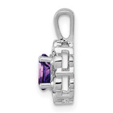Sterling Silver Rhodium-plated Amethyst & Diam. Pendant - QB-83776792-4722