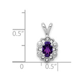 Sterling Silver Rhodium-plated Amethyst & Diam. Pendant - QB-83776792-4722
