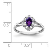 Sterling Silver Rhodium-plated Amethyst & Diam. Ring - QB-1DDD635D-2889