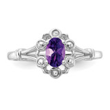Sterling Silver Rhodium-plated Amethyst & Diam. Ring - QB-6DBBCC99-3670