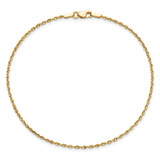14K 6 inch 1.5mm Ultra Diamond-cut Rope with Lobster Clasp Chain
