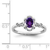 Sterling Silver Rhodium-plated Amethyst & Diam. Ring - QB-BFA3DBEC-6731