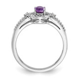 Sterling Silver Rhodium-plated Amethyst & Diam. Ring - QB-CE041680-6111