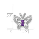 Sterling Silver Rhodium-plated Amethyst & Diamond Pendant - QP-7B404F3E-9830