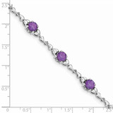 Sterling Silver Rhodium-plated Amethyst & Diamond Tennis Bracelet - QX-BD6412EC-7026