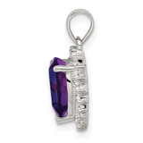 Sterling Silver Rhodium-plated Amethyst and CZ Pendant - QC-24059A6B-3270