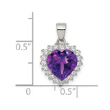 Sterling Silver Rhodium-plated Amethyst and CZ Pendant - QC-24059A6B-3270