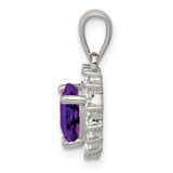 Sterling Silver Rhodium-plated Amethyst and CZ Pendant - QC-D0012A08-9199