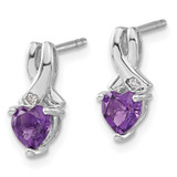 Sterling Silver Rhodium-plated Amethyst and Diamond Earrings - EM-05A0A146-3502