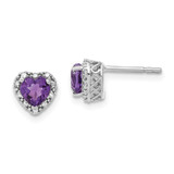 Sterling Silver Rhodium-plated Amethyst and Diamond Earrings - EM-11E9D5BE-7226