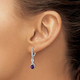 Sterling Silver Rhodium-plated Amethyst and Diamond Earrings - EM-D71A7C35-8368