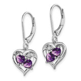 Sterling Silver Rhodium-plated Amethyst and Diamond Earrings - QE-633EBB1D-7795