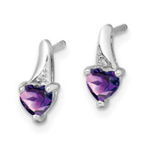 Sterling Silver Rhodium-plated Amethyst and Diamond Earrings - QE-82E5B36B-8446