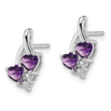 Sterling Silver Rhodium-plated Amethyst and Diamond Earrings - QE-98944D82-9812