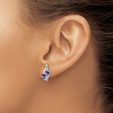 Sterling Silver Rhodium-plated Amethyst and Diamond Earrings - QE-98944D82-9812