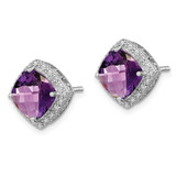 Sterling Silver Rhodium-plated Amethyst and Diamond Earrings - QE-A10095D8-9833