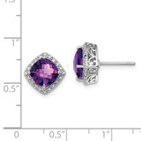 Sterling Silver Rhodium-plated Amethyst and Diamond Earrings - QE-A10095D8-9833