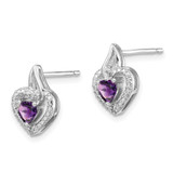 Sterling Silver Rhodium-plated Amethyst and Diamond Earrings - QE-FC954C20-7439