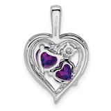 Sterling Silver Rhodium-plated Amethyst and Diamond Pendant - QP-5DA04DEB-4757