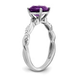 Sterling Silver Rhodium-plated Amethyst and Diamond Ring - RM-07D94B08-5183