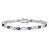 Sterling Silver Rhodium-plated Amethyst Bracelet - QX-31FCD08E-1225